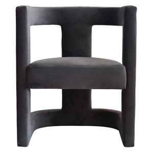 Pemberly Row Velvet Upholstered Accent Chair in Dark Gray