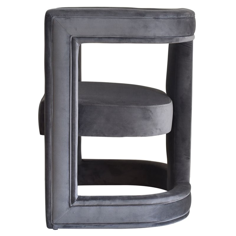 Pemberly Row Velvet Upholstered Accent Chair in Dark Gray