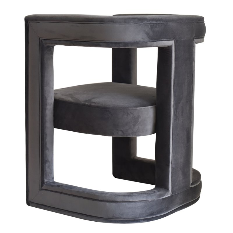 Pemberly Row Velvet Upholstered Accent Chair in Dark Gray