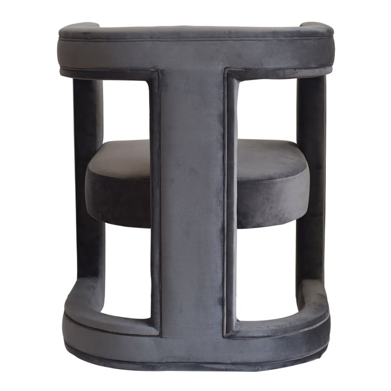 Pemberly Row Velvet Upholstered Accent Chair in Dark Gray