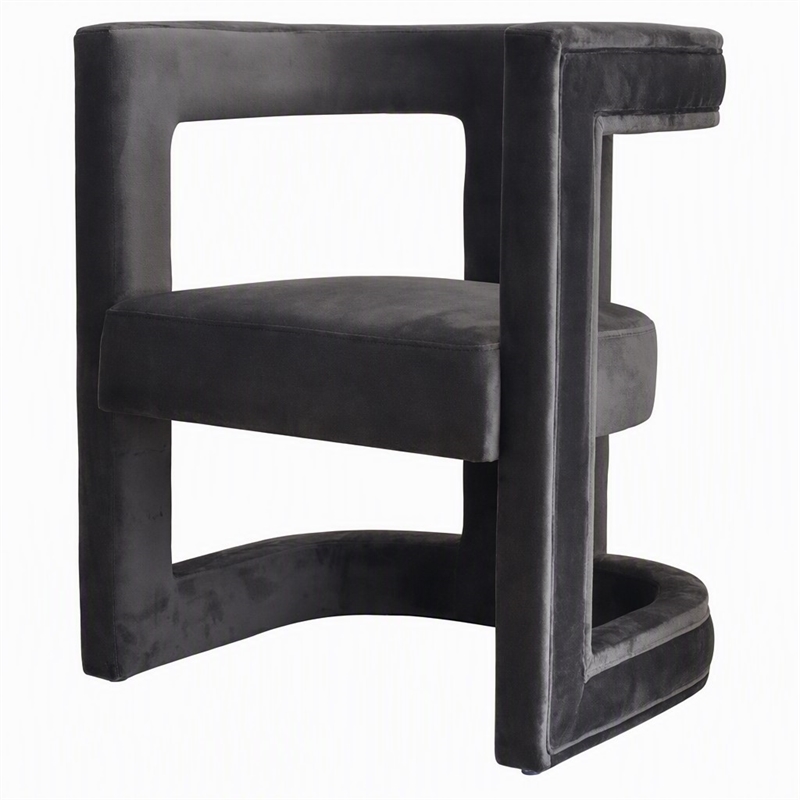 Pemberly Row Velvet Upholstered Accent Chair in Dark Gray