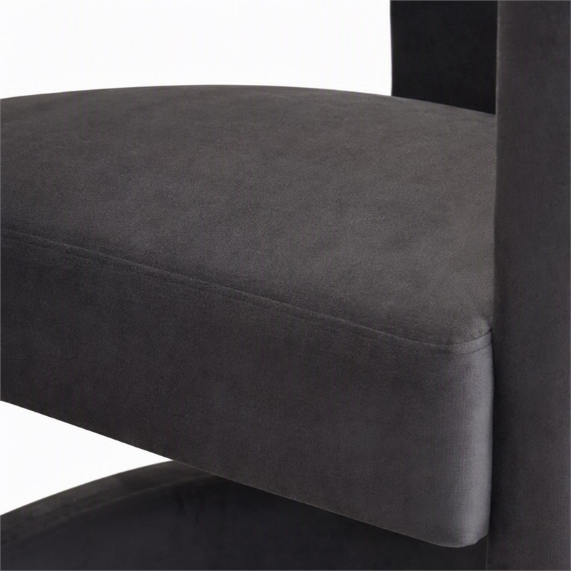 Pemberly Row Velvet Upholstered Accent Chair in Dark Gray