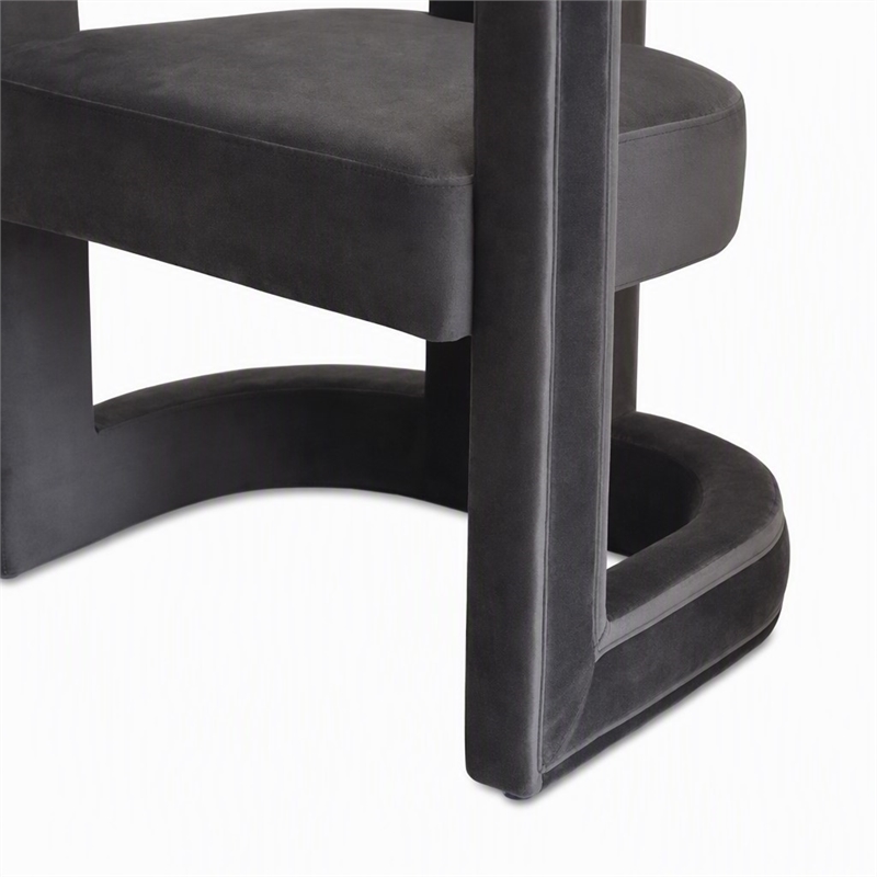 Pemberly Row Velvet Upholstered Accent Chair in Dark Gray