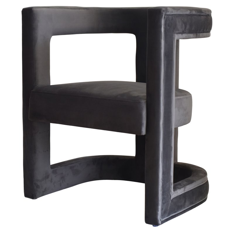 Pemberly Row Velvet Upholstered Accent Chair in Dark Gray