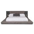 Pemberly Row Queen Bed with Built-In Nightstands and Gray Veneer