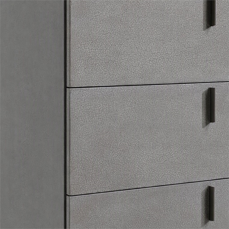 Pemberly Row 6-Drawer Soft Closing Chest with Grey Crackle Finish and Metal Base