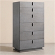 Pemberly Row 6-Drawer Soft Closing Chest with Grey Crackle Finish and Metal Base