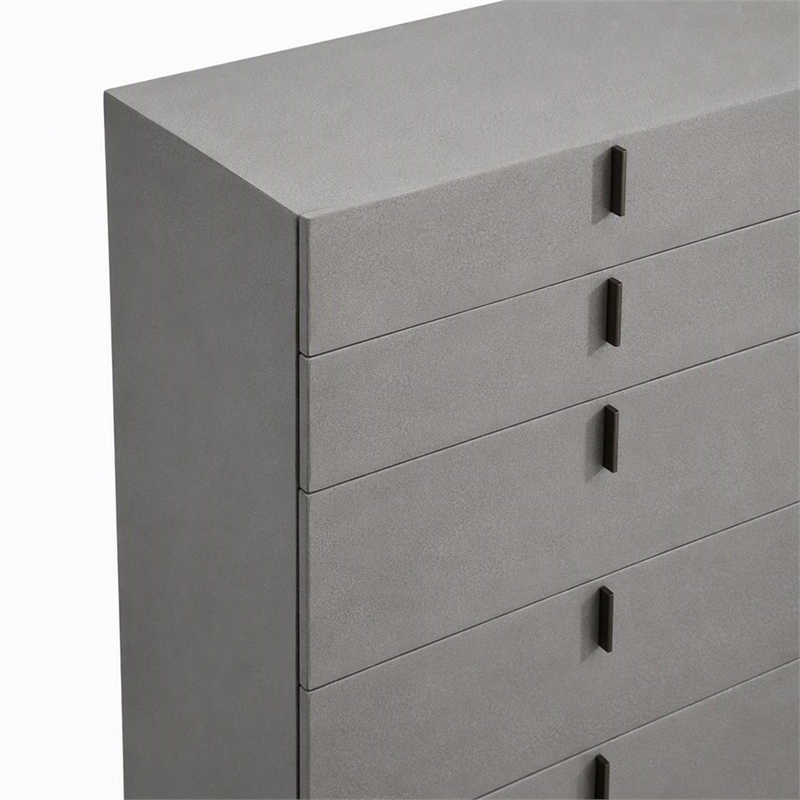 Pemberly Row 6-Drawer Soft Closing Chest with Grey Crackle Finish and Metal Base