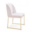 Pemberly Row Faux Leather Sherpa Dining Chairs in White & Gold (Set of 2)