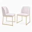 Pemberly Row Faux Leather Sherpa Dining Chairs in White & Gold (Set of 2)