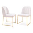 Pemberly Row Faux Leather Sherpa Dining Chairs in White & Gold (Set of 2)