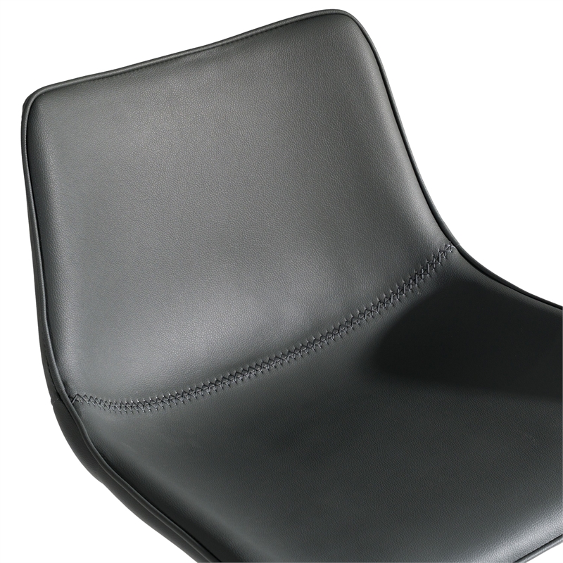 Pemberly Row Faux Leather and Stainless Steel Adjustable Bar Stool in Gray
