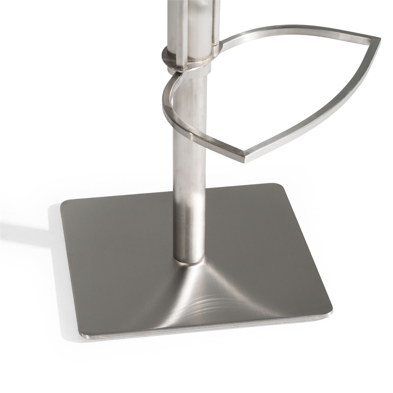 Pemberly Row Faux Leather and Stainless Steel Adjustable Bar Stool in Gray
