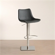 Pemberly Row Faux Leather and Stainless Steel Adjustable Bar Stool in Gray