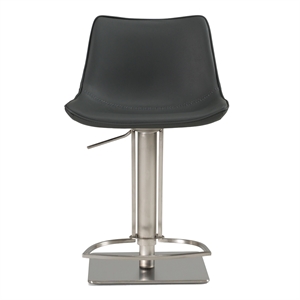 Pemberly Row Faux Leather and Stainless Steel Adjustable Bar Stool in Gray