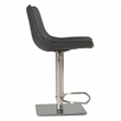 Pemberly Row Faux Leather and Stainless Steel Adjustable Bar Stool in Gray