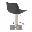 Pemberly Row Faux Leather and Stainless Steel Adjustable Bar Stool in Gray