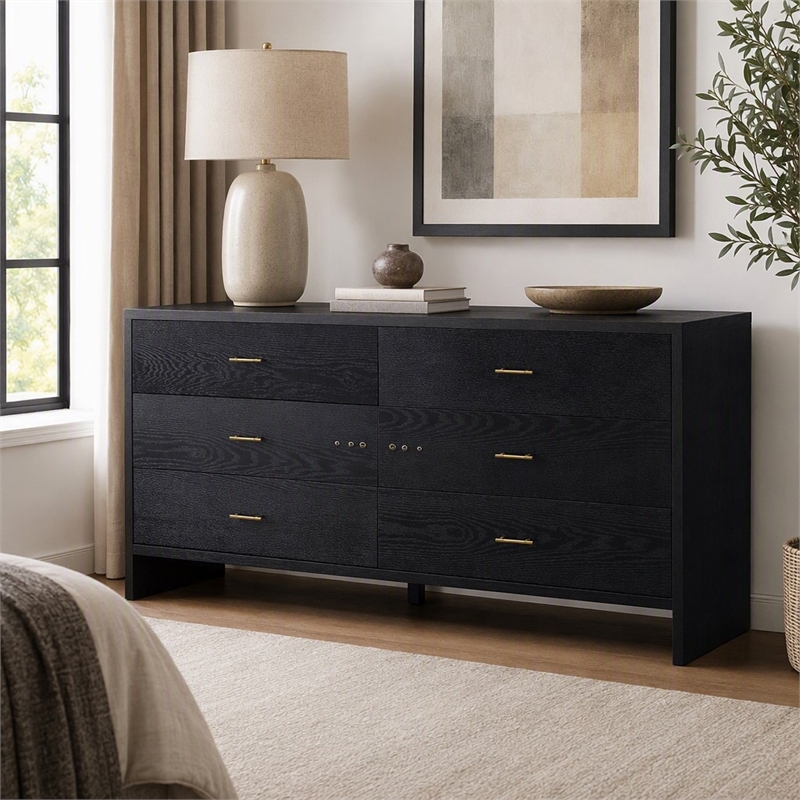 Pemberly Row 6-Drawer MDF Wood Bedroom Dresser in Gray Ash Finish