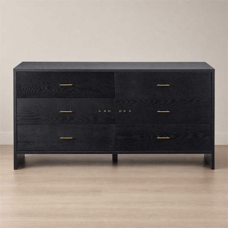 Pemberly Row 6-Drawer MDF Wood Bedroom Dresser in Gray Ash Finish