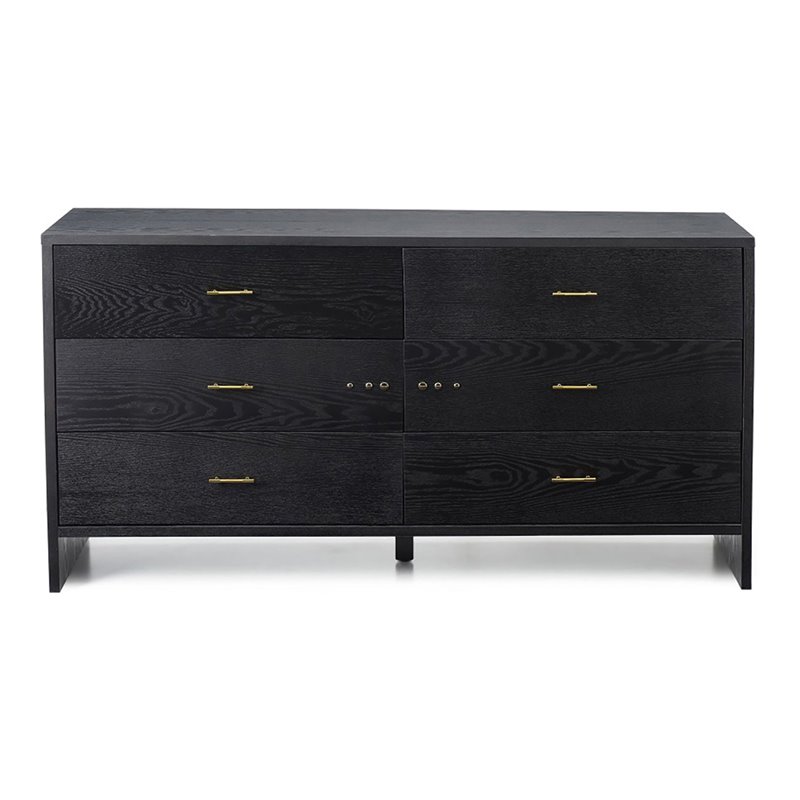 Pemberly Row 6-Drawer MDF Wood Bedroom Dresser in Gray Ash Finish