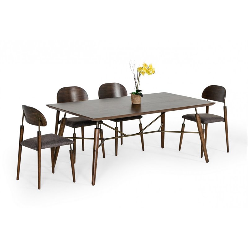 Pemberly Row Fabric & Solid Wood Dining Chairs in Walnut (Set of 2)