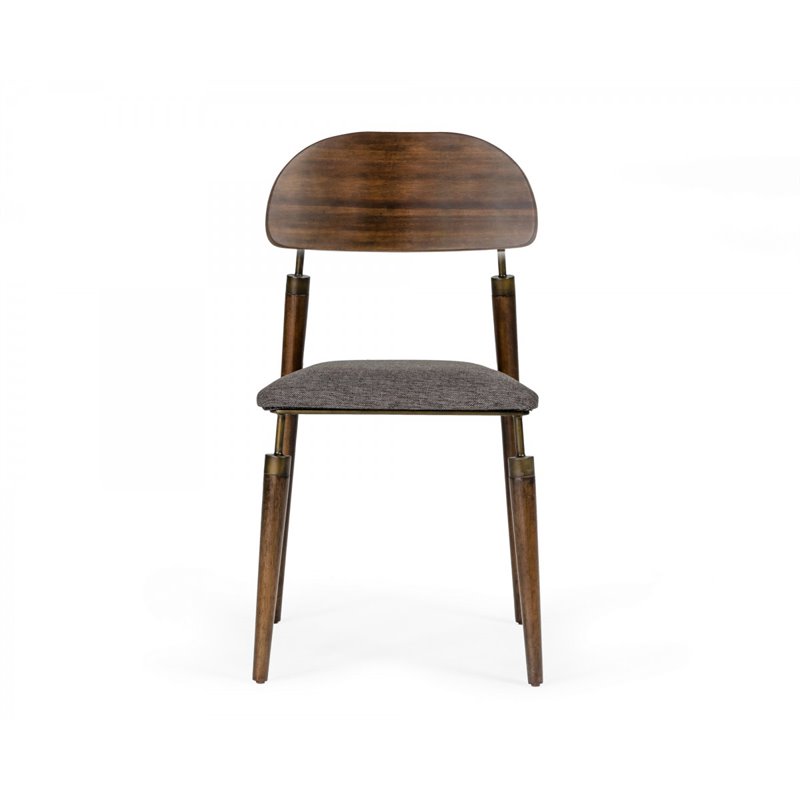 Pemberly Row Fabric & Solid Wood Dining Chairs in Walnut (Set of 2)