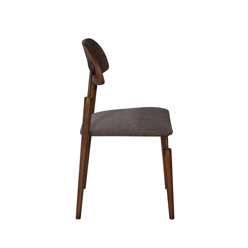 Pemberly Row Fabric & Solid Wood Dining Chairs in Walnut (Set of 2)