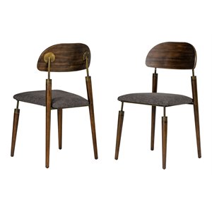 Pemberly Row Fabric & Solid Wood Dining Chairs in Walnut (Set of 2)