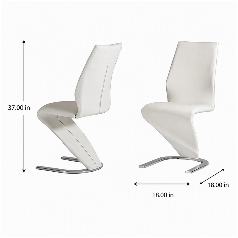 Pemberly Row Faux Leather Dining Chairs in White (Set of 2)
