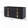 Pemberly Row Modern MDF Wood and Stainless Steel 6-Drawer Dresser in Black