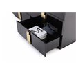Pemberly Row Modern MDF Wood and Stainless Steel 6-Drawer Dresser in Black