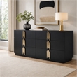 Pemberly Row Modern MDF Wood and Stainless Steel 6-Drawer Dresser in Black