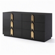 Pemberly Row Modern MDF Wood and Stainless Steel 6-Drawer Dresser in Black