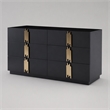 Pemberly Row Modern MDF Wood and Stainless Steel 6-Drawer Dresser in Black