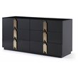 Pemberly Row Modern MDF Wood and Stainless Steel 6-Drawer Dresser in Black