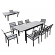 Pemberly Row Outdoor Dining Table Set with 8 Chairs in Gray Aluminum