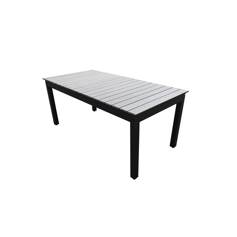 Pemberly Row Outdoor Dining Table Set with 8 Chairs in Gray Aluminum