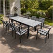 Pemberly Row Outdoor Dining Table Set with 8 Chairs in Gray Aluminum