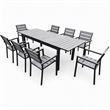 Pemberly Row Outdoor Dining Table Set with 8 Chairs in Gray Aluminum