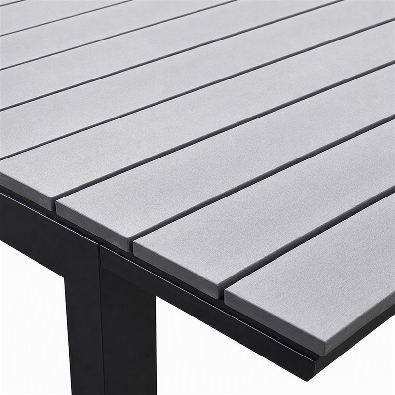 Pemberly Row Outdoor Dining Table Set with 8 Chairs in Gray Aluminum