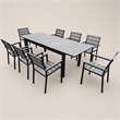 Pemberly Row Outdoor Dining Table Set with 8 Chairs in Gray Aluminum