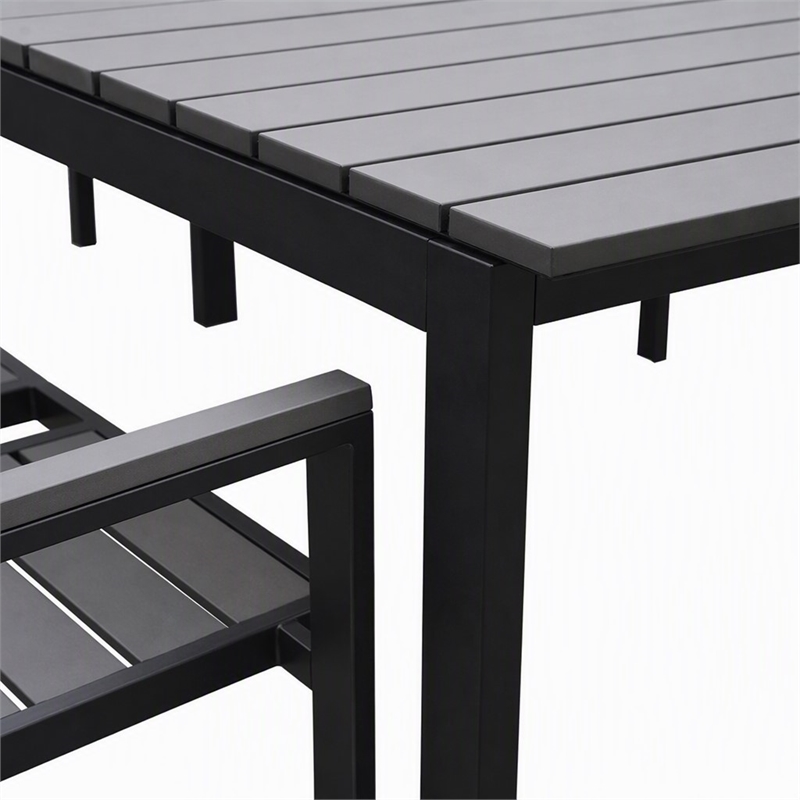Pemberly Row Outdoor Dining Table Set with 8 Chairs in Gray Aluminum