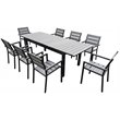 Pemberly Row Outdoor Dining Table Set with 8 Chairs in Gray Aluminum