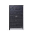 Pemberly Row Modern Ash Wood Veneer Chest with Brass Accents in Gray
