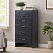 Pemberly Row Modern Ash Wood Veneer Chest with Brass Accents in Gray