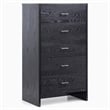 Pemberly Row Modern Ash Wood Veneer Chest with Brass Accents in Gray