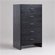 Pemberly Row Modern Ash Wood Veneer Chest with Brass Accents in Gray