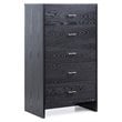 Pemberly Row Modern Ash Wood Veneer Chest with Brass Accents in Gray