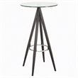 Pemberly Row Stainless Steel Bar Table with Tempered Glass Top in Black