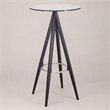 Pemberly Row Stainless Steel Bar Table with Tempered Glass Top in Black